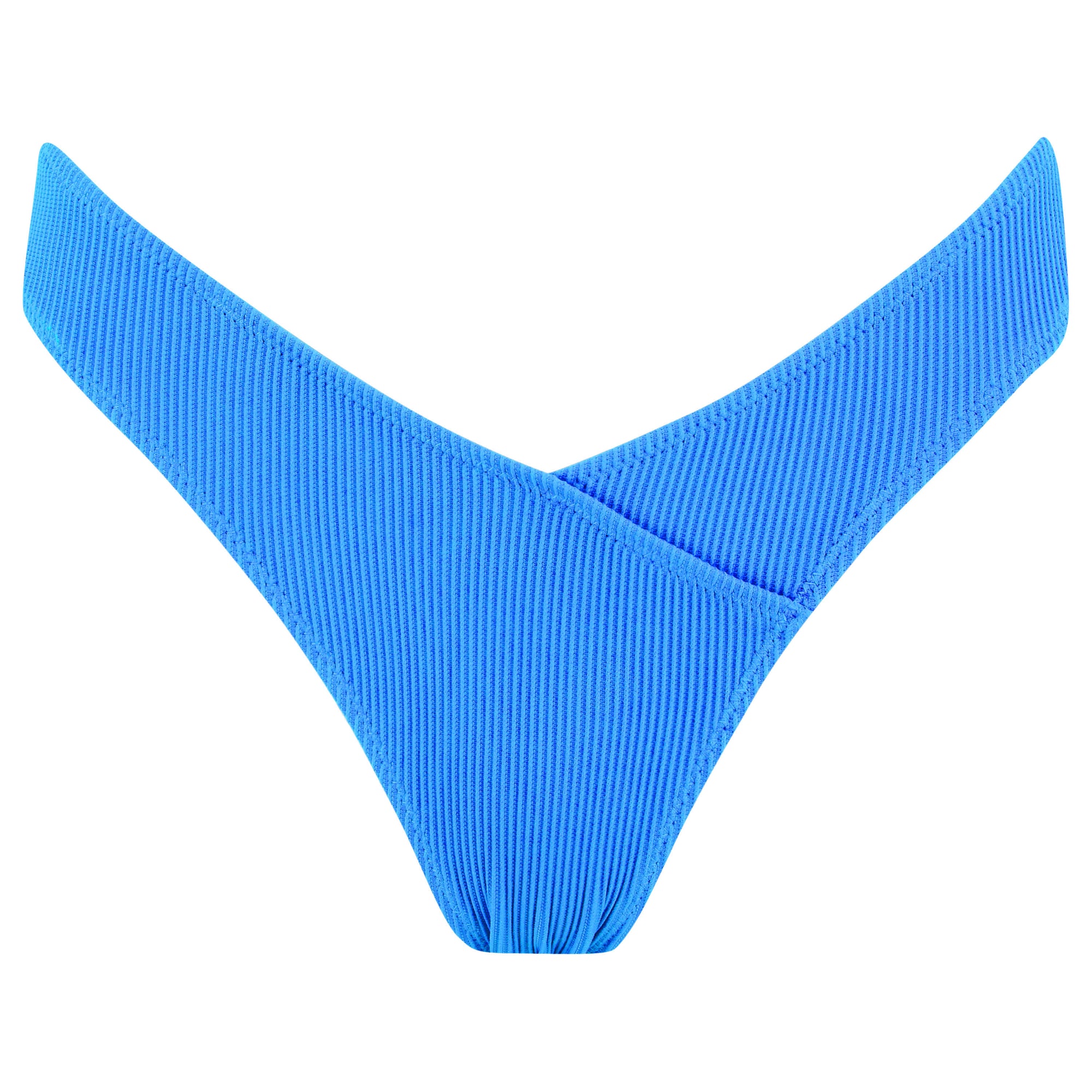 FULL TILT Picot Trim High Leg Bikini Panties - BLUE COMBO