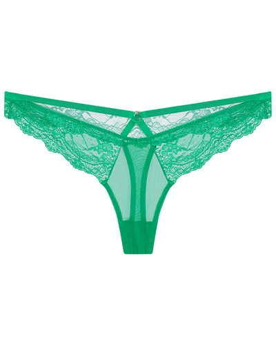 Kellie Lace & Mesh Thong With Front Ring Detail