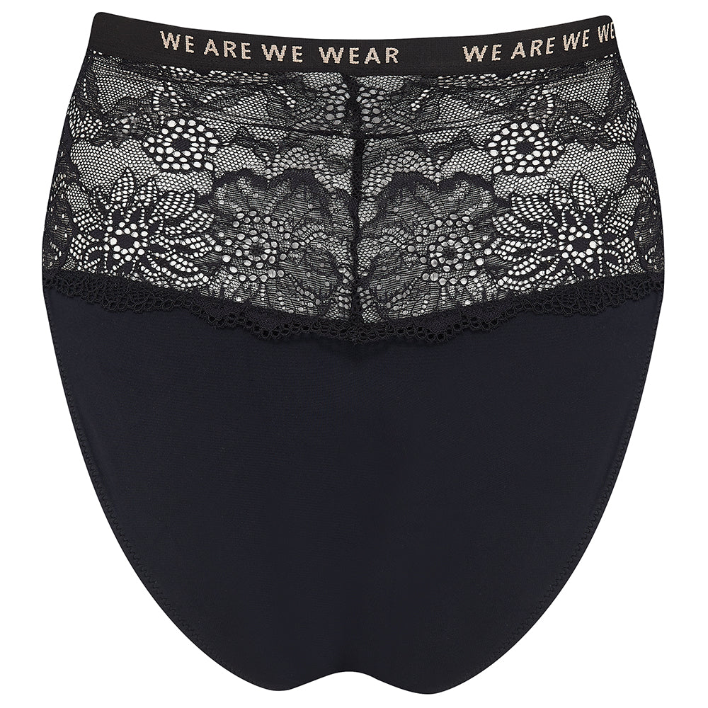 Recycled Lace High Waist Cut Out Brief With Logo Detail Band