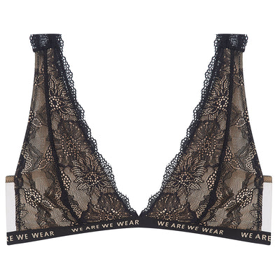 Fuller Bust Recycled Lace Bralette With Logo Detail Band