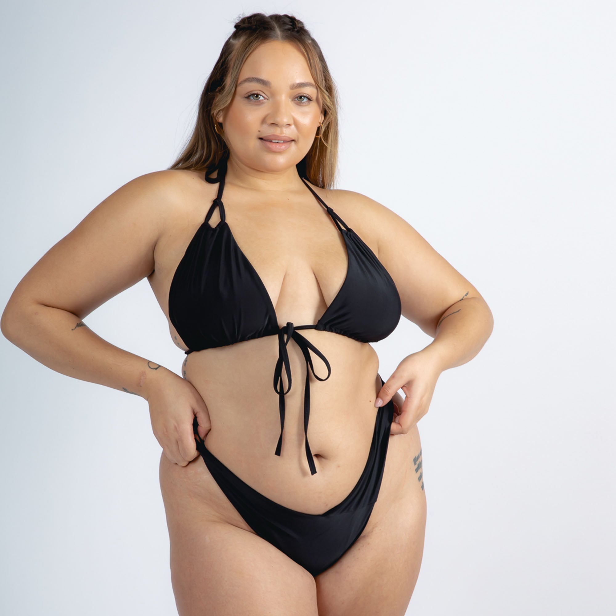 New Girl Black Flower Suspender Swimsuit Sexy Bikini Triangle
